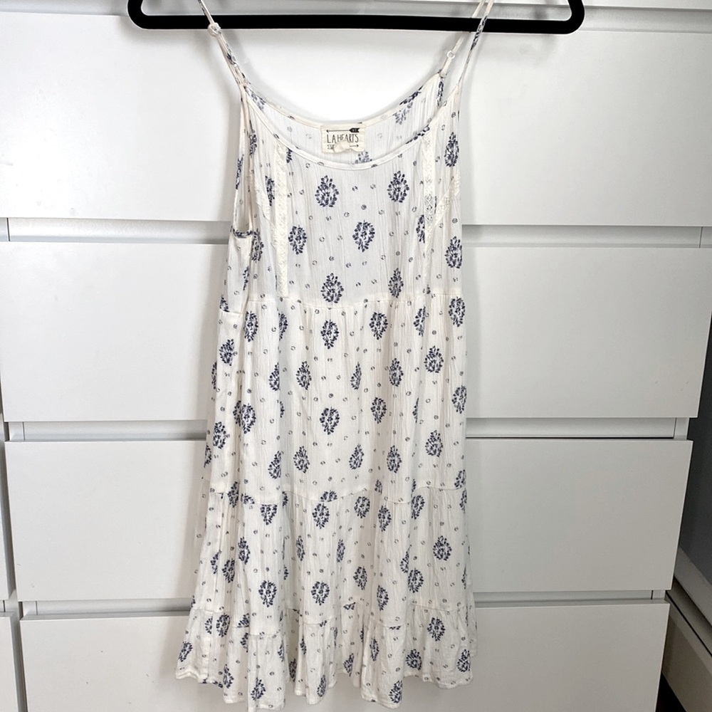 LA Hearts white and blue sundress